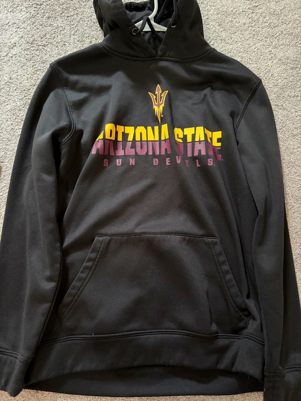 Colosseum Black Hoodie with Yellow and Maroon Arizona State Logo